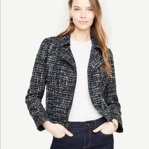 Ann Taylor Navy & Black Metallic Motorcycle Jacket NWT Size 12